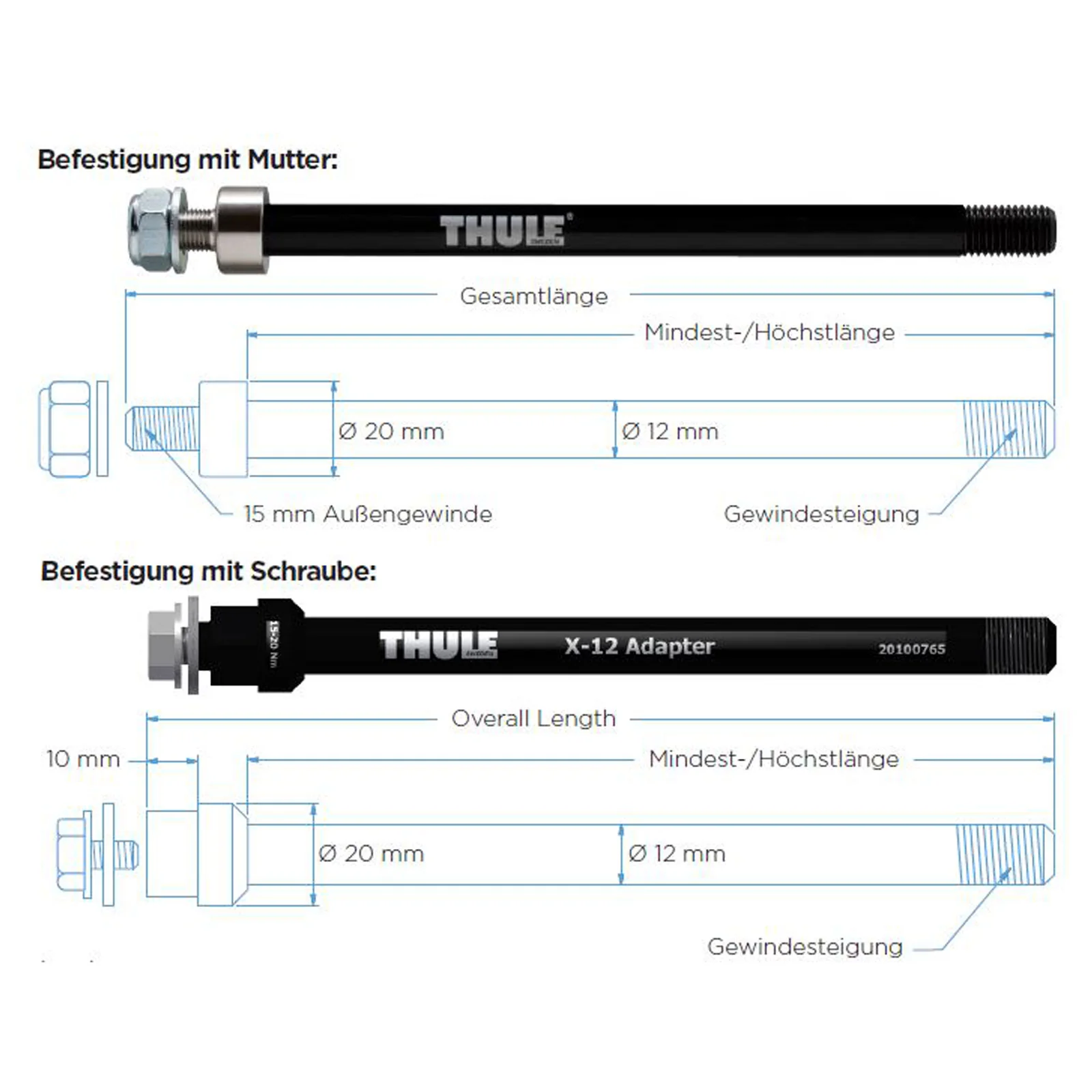 Thule Steckachse M12x1.75 - 217/229mm - Image 3